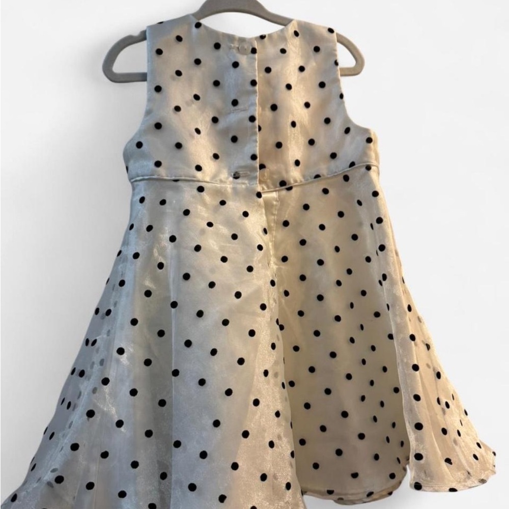 Bonnie Jean 2t baby vintage polka dot cream and black sleeveless dress - Picture 3 of 3
